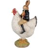 Clayre & Eef 6PR5039 Figurita decorativa pollo con conejo 20x16x35 cm Marrón Blanco Negro