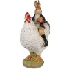 Clayre & Eef 6PR5039 Figurita decorativa pollo con conejo 20x16x35 cm Marrón Blanco Negro