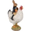 Clayre & Eef 6PR5039 Figurita decorativa pollo con conejo 20x16x35 cm Marrón Blanco Negro