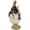 Clayre & Eef 6PR5039 Figurita decorativa pollo con conejo 20x16x35 cm Marrón Blanco Negro