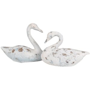 Clayre & Eef 6PR5055 Decoración Cisne 32x14x22cm Blanco Marrón