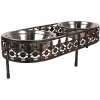 Clayre & Eef 6Y5430 Comedero para Animales Marrón 43x18x12cm 2x500ml