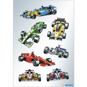 Pegatinas HERMA DECOR coches de carreras 3 hojas