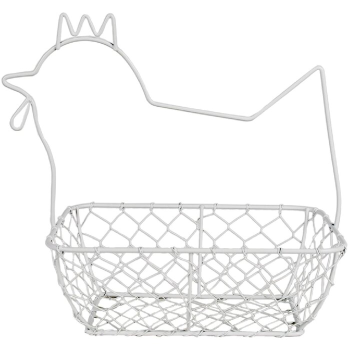 Clayre & Eef 6Y5482 Cesta Pollo 27x16x27cm Blanco Decorativa Práctica Elegante