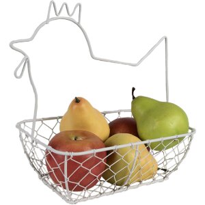 Clayre & Eef 6Y5482 Cesta Pollo 27x16x27cm Blanco Decorativa Práctica Elegante
