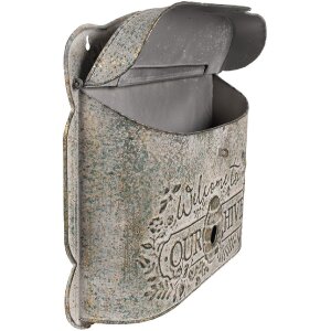 Clayre & Eef 6Y5503 Buzón de Pared Metal Gris 41x9x36 cm