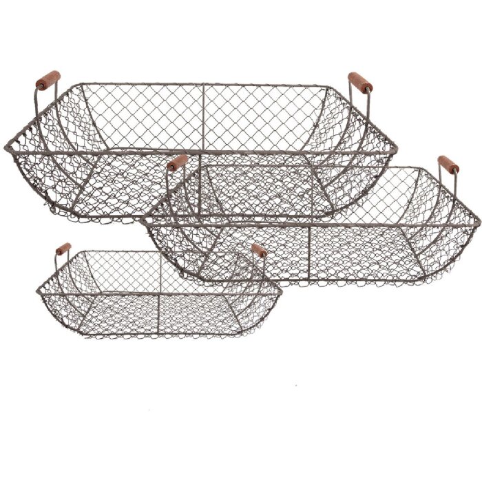 Clayre & Eef 6Y5522 Juego de cestas 3 tamaños Marrón 40x34x15/36x30x14/32x26x13 cm