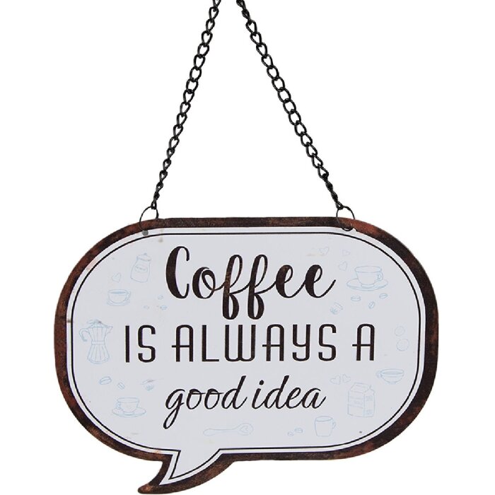 Clayre & Eef 6Y5546 Letrero Texto Blanco Negro 18x1x14 cm