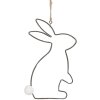 Clayre & Eef 6Y5558 Colgante decorativo Conejo 17x11cm Gris - Decoración de Pascua