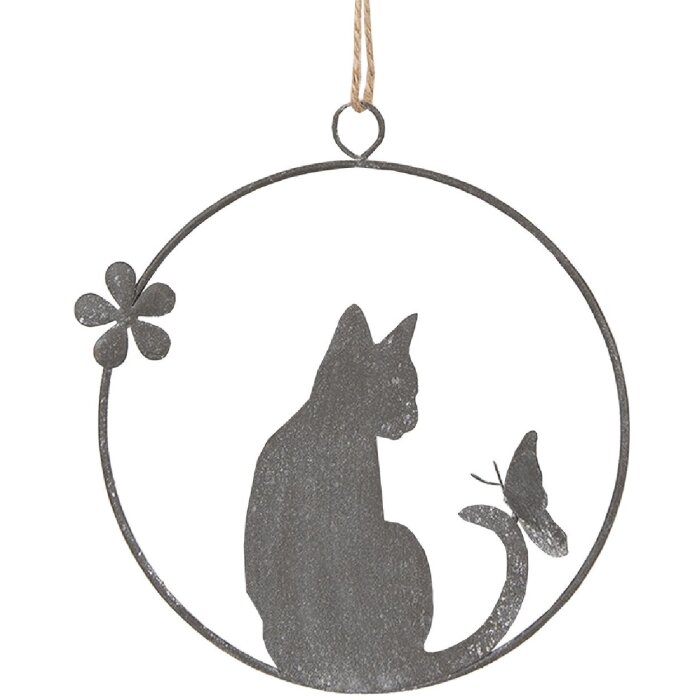 Clayre & Eef 6Y5560 Percha Gato 14x14 cm Decoración Gris