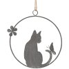 Clayre & Eef 6Y5560 Percha Gato 14x14 cm Decoración Gris