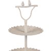 Clayre & Eef 6Y5601 Estantería Hierro Beige Redonda Ø 32x51 cm Antiguo con pájaro