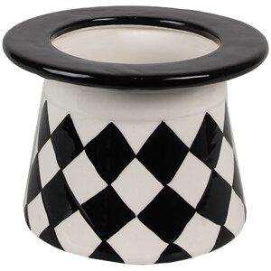 Clayre & Eef CBVO Maceta Blanco Negro 13x13x20 cm