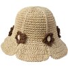 Juleeze JZH001 Sombrero para niños Beige aplique de flores Talla única Protección solar