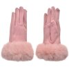 Juleeze JZGL0079P Guantes de mujer con ribete de piel Rosa Un tamaño