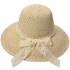 Juleeze JZHA0111 Sombrero de Paja para Mujer Elegante Lazo Beige Talla Única