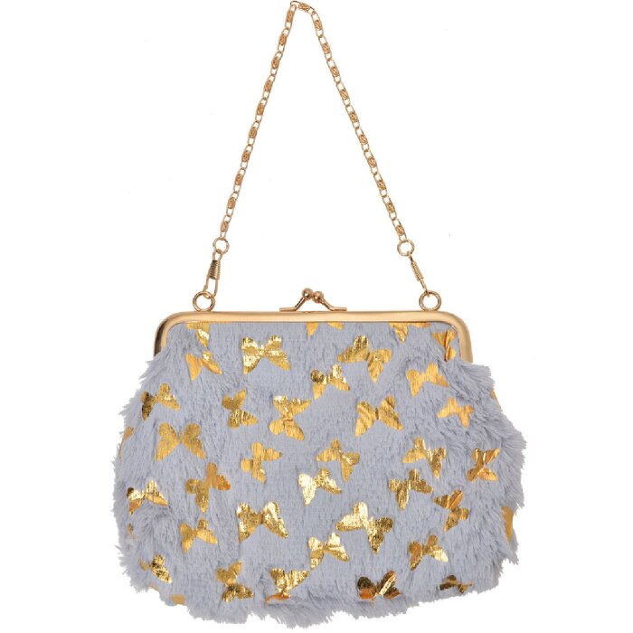Juleeze JZWA0178G Embrague Mariposa Gris Oro 15x10cm