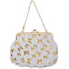 Lujo Juleeze JZWA0178W Embrague Blanco Oro Mariposas 15x10cm