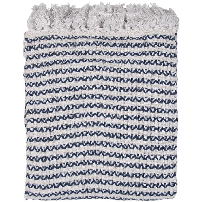 Clayre & Eef KT060.135 Cuadros Beige Azul Zigzag 125x150 cm