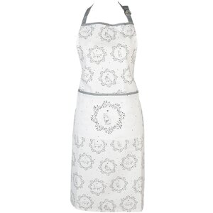 Clayre & Eef LGC41 Delantal Vintage Gatos Blanco Gris...