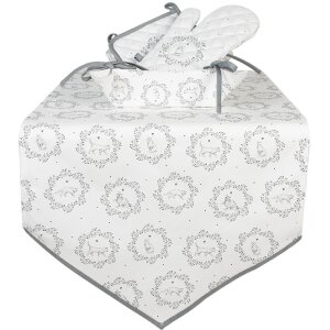 Clayre & Eef LGC44 Manopla para horno motivo gato blanco gris 18x30cm