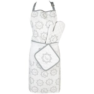 Clayre & Eef LGC45 Potholder Motivo Gato 20x20cm Blanco Gris