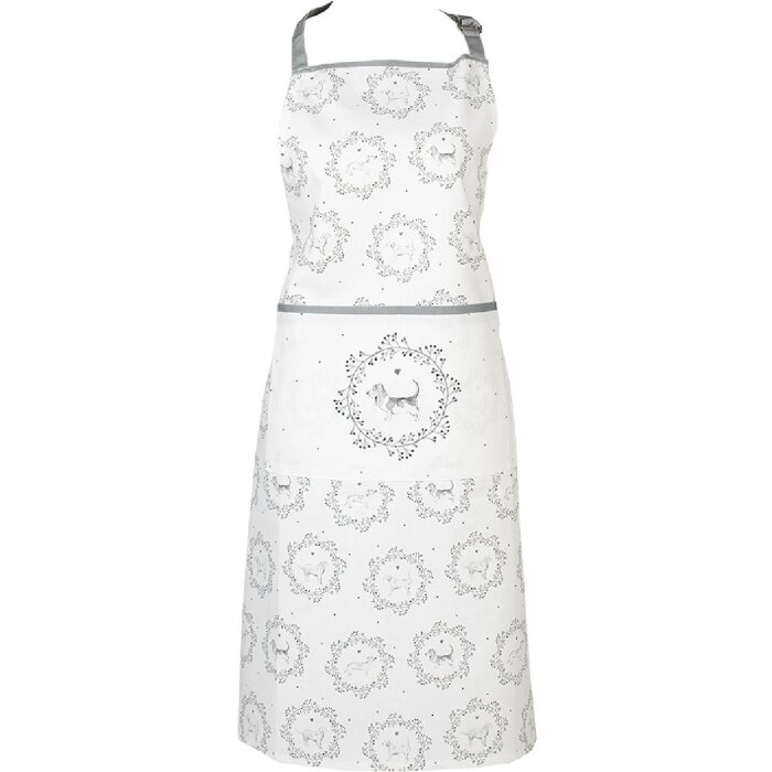 Clayre & Eef LGD41 Delantal de Cocina Estampado Perro Blanco Gris 70x85cm