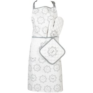 Clayre & Eef LGD41 Delantal de Cocina Estampado Perro Blanco Gris 70x85cm
