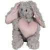 Clayre & Eef TW0603 Peluche conejo gris con corazón 14x15x20cm