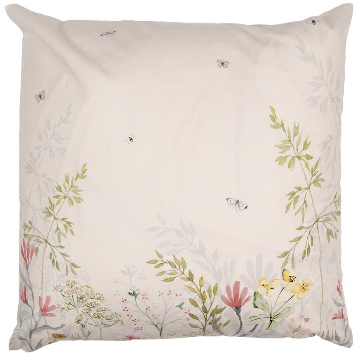 Clayre & Eef WFF22 Funda de Cojín Flora & Fauna 45x45 Beige Verde
