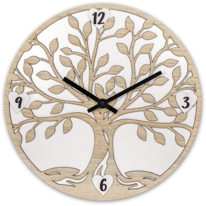 ZEP Vita reloj de pared diseño árbol de madera blanco natural 30cm