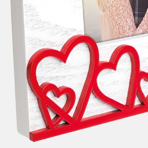 ZEP Marco de fotos de madera Amalia Horizontal 10x15 cm Blanco con corazones rojos