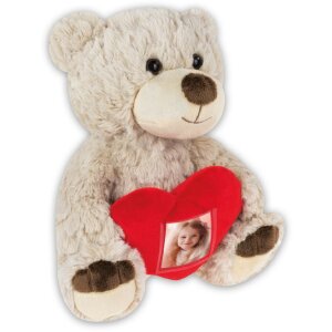 Osito corazón portarretratos crema 3,5x4,5 cm 23 cm de altura figura de peluche de regalo