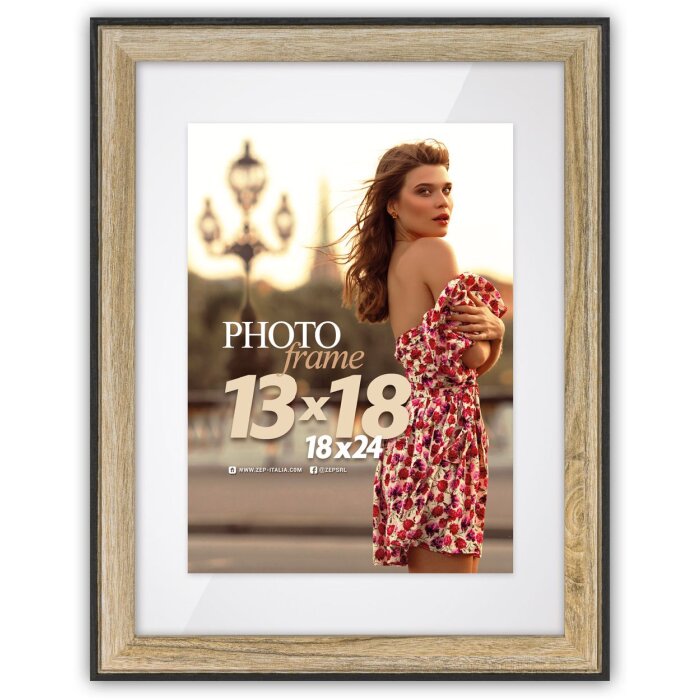 Marco de fotos ZEP MDF Roma crema 20x30 cm con passe-partout 15x20 cm