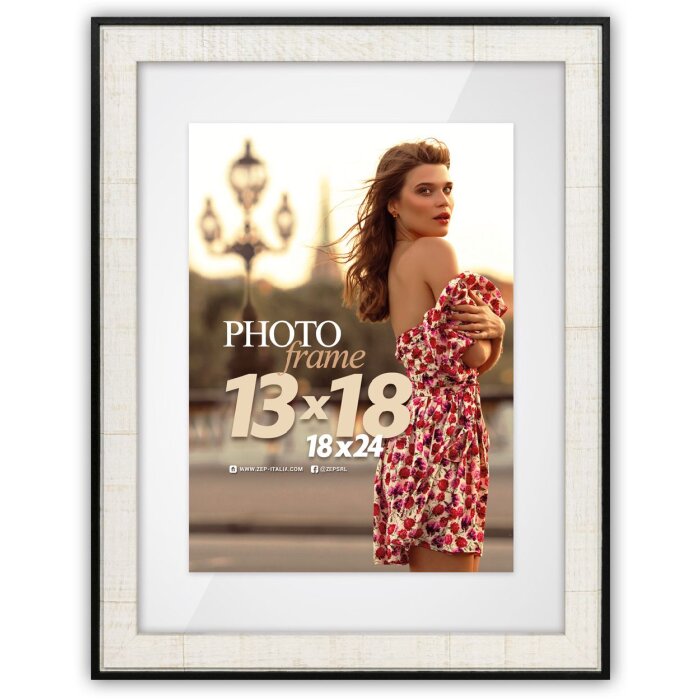 Marco de fotos ZEP MDF Roma blanco 20x30 cm con passe-partout 15x20 cm