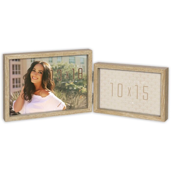 ZEP Basilea marco doble madera naturaleza 36x14,5cm fotos 10x15/13x18