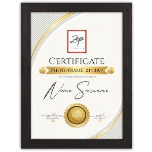 ZEP marco de madera Certificado negro 21x29,7 cm