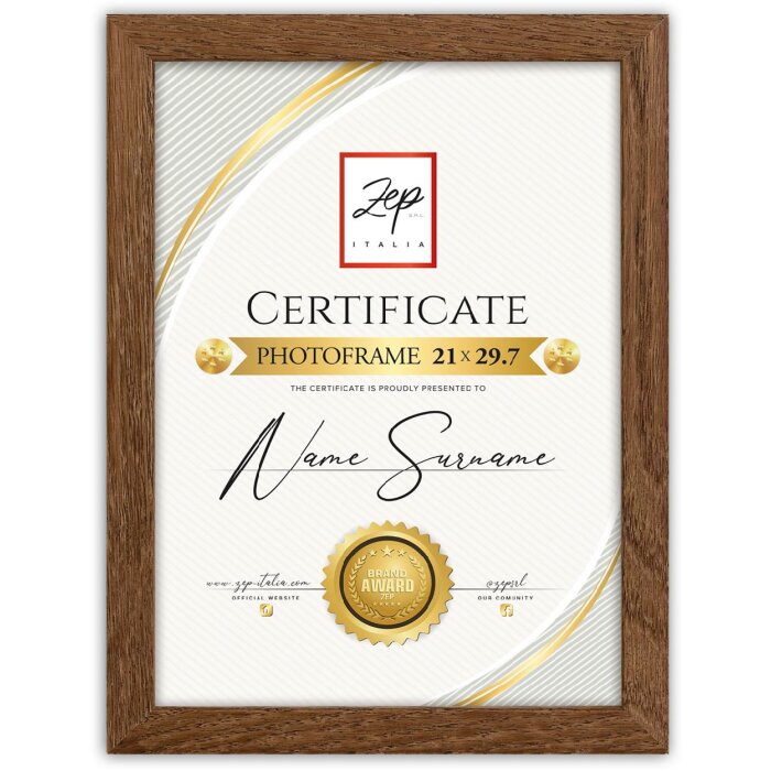 ZEP marco de madera Certificado marrón 21x29,7 cm