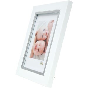 Marco de fotos Deknudt S45VK1 blanco/plateado borde interior 29,7x42 cm plástico