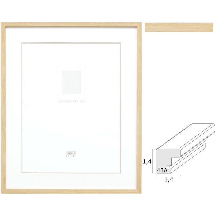Portarretratos Deknudt S43AH1 color madera natural con paspartú 15x20 cm a 40x50 cm