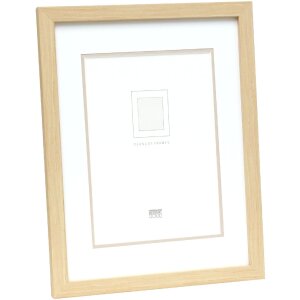 Portarretratos Deknudt S43AH1 color madera natural con paspartú 15x20 cm a 40x50 cm
