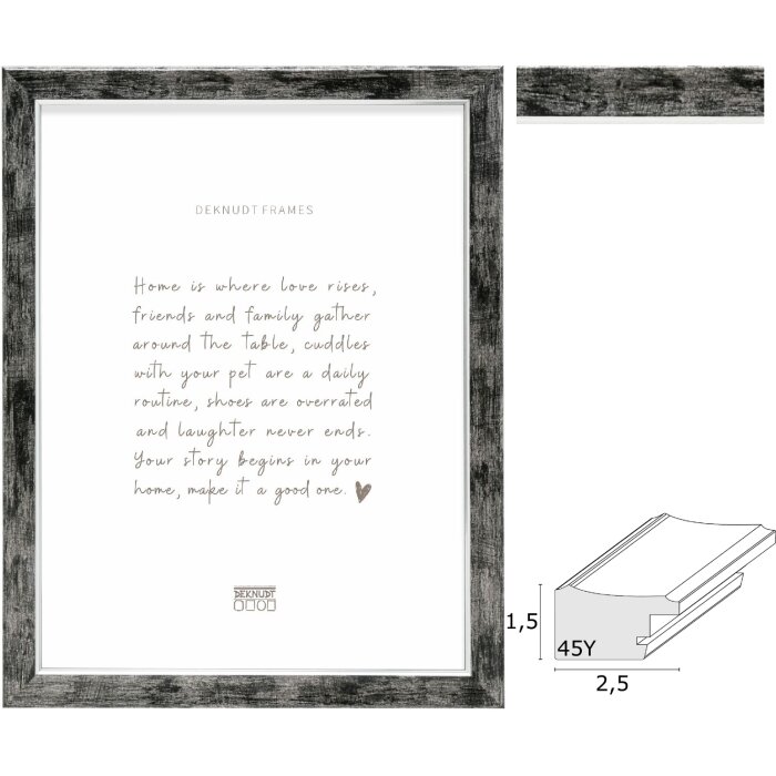 Deknudt S45YE2 Marco de madera borde negro plata 10x15 a 40x50 cm