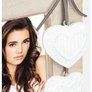 ZEP Melissa marco de madera corazones 10x15 cm blanco/gris/crema