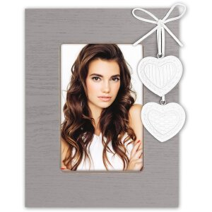 ZEP Melissa marco de madera corazones 10x15 cm blanco/gris/crema