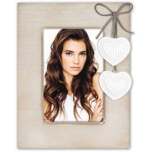 ZEP Melissa marco de madera corazones 10x15 cm blanco/gris/crema