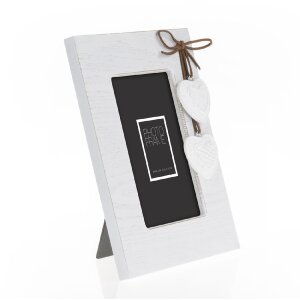 ZEP Melissa marco de madera corazones 10x15 cm blanco/gris/crema