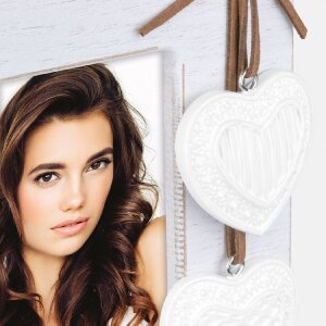 ZEP Melissa marco de madera corazones 10x15 cm blanco/gris/crema