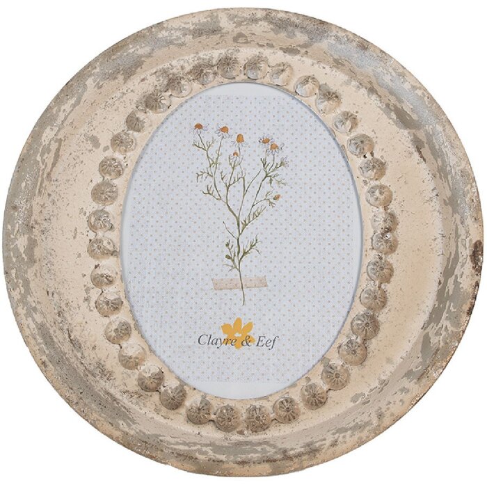 Clayre & Eef Marco 18x24 cm Hierro Beige Vidrio Oval Vintage