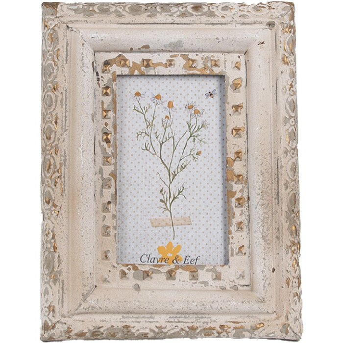 Marco de fotos Clayre & Eef Beige Hierro Vidrio Vintage 10x15 cm