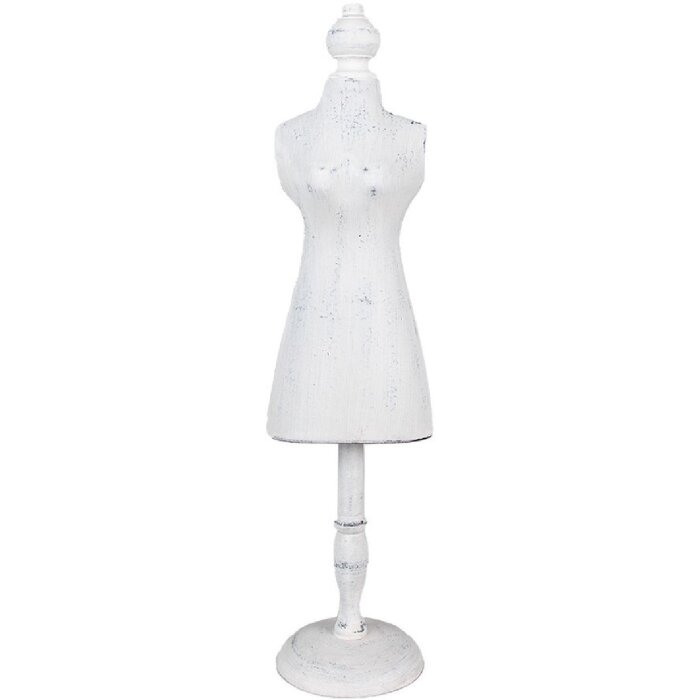 Joyero maniquí de madera blanco 13x11x51 cm